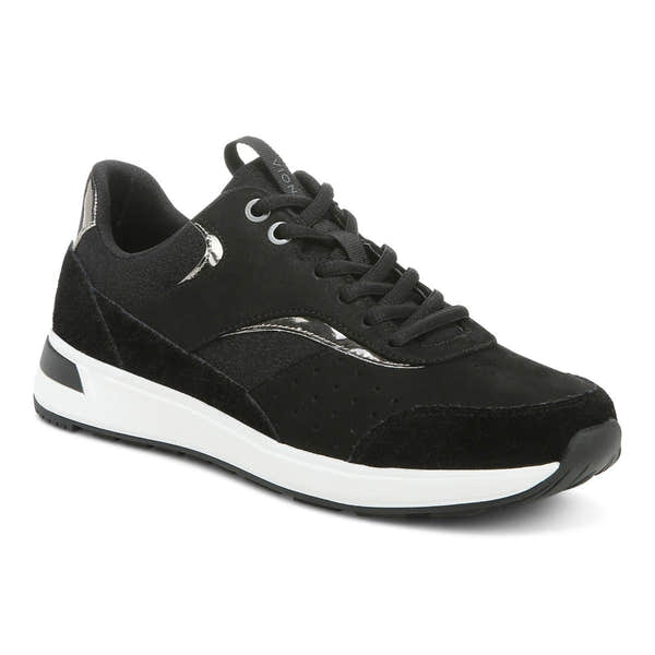 Vionic Nova Ladies Black Leather & Textile Lace Up Trainers-elevate your sole