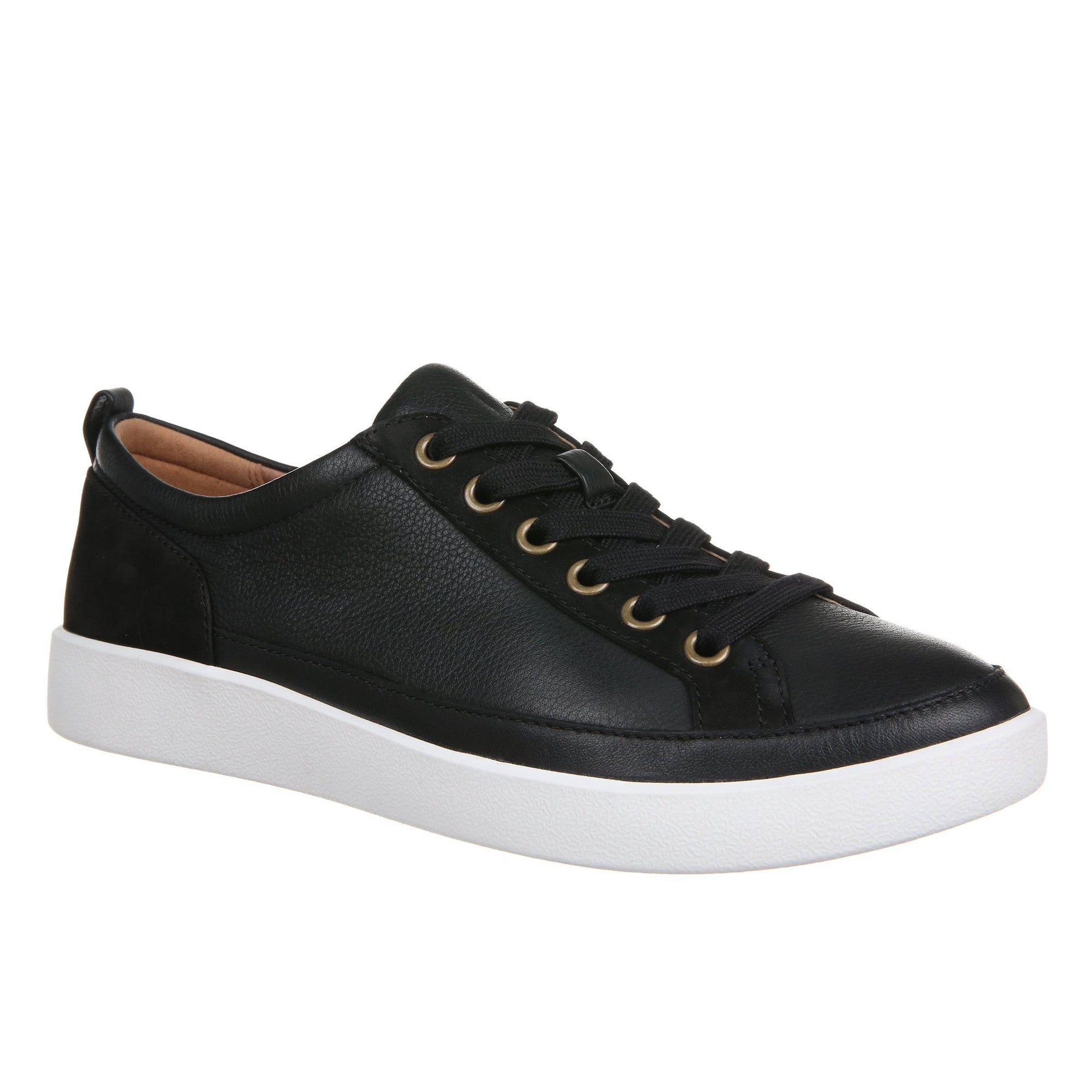 Vionic Winny Ladies Black Leather Arch Support Lace Up Trainers-elevate your sole