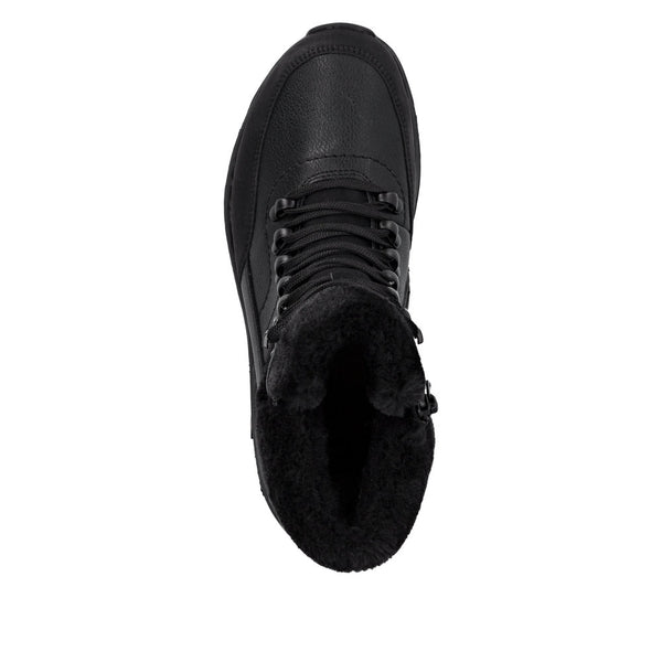 Rieker W0063-02 Ladies Black Water Resistant Zip & Lace Ankle Boots