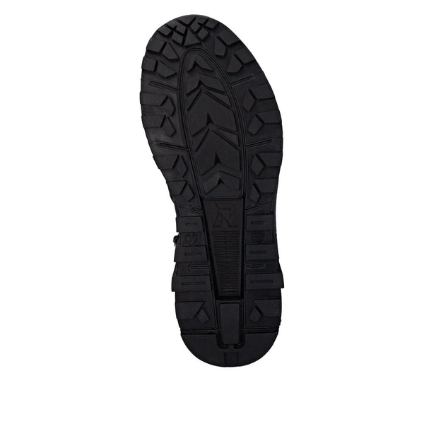 Rieker W0063-02 Ladies Black Water Resistant Zip & Lace Ankle Boots