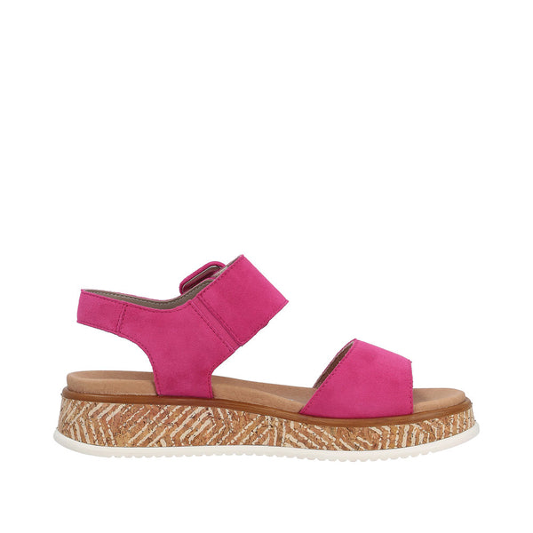 Rieker W0800-31 Ladies Pink Suede Touch Fastening Sandals