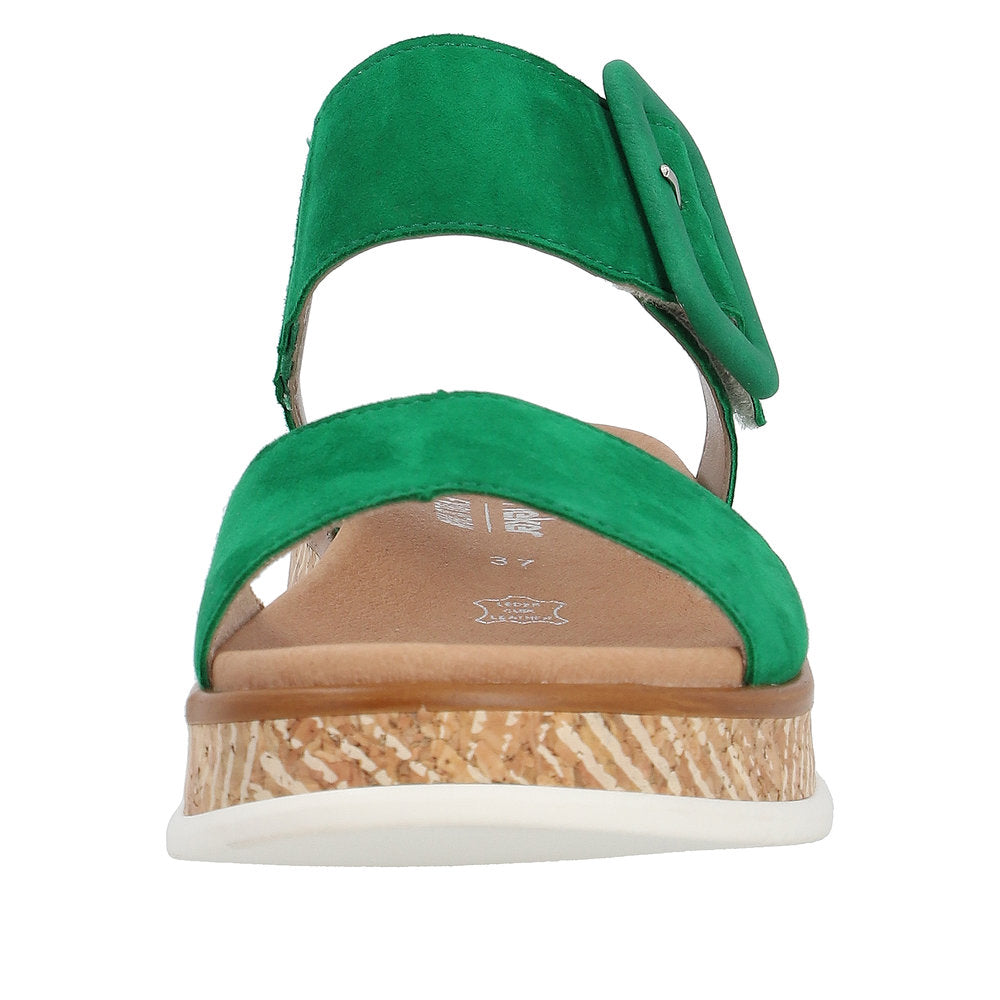 Rieker W0800-52 Ladies Green Suede Touch Fastening Sandals
