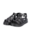 Rieker W0804-00 Ladies Black Leather Touch Fastening Sandals