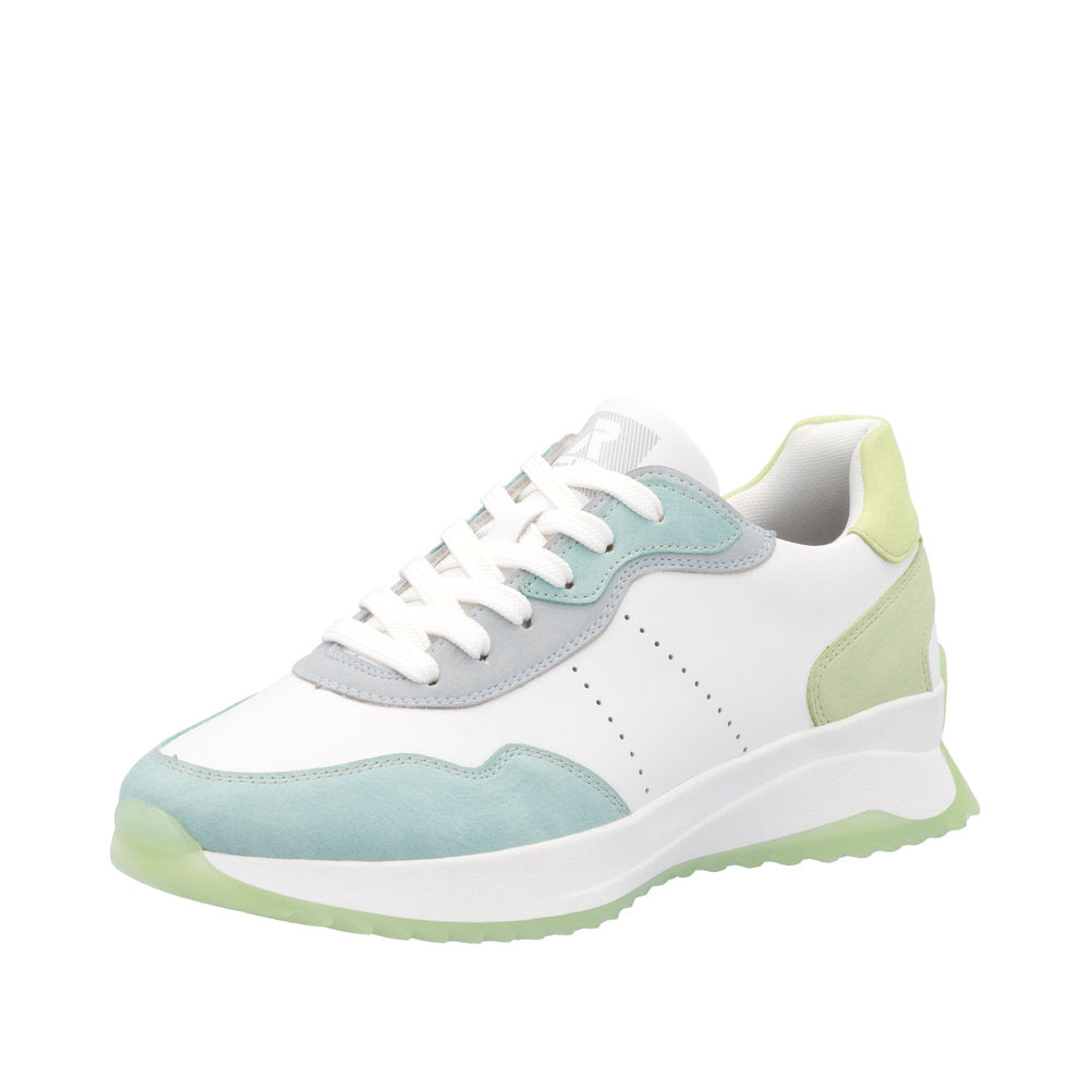 Rieker W1308-81 Ladies Wide Multi Leather Lace Up Trainers