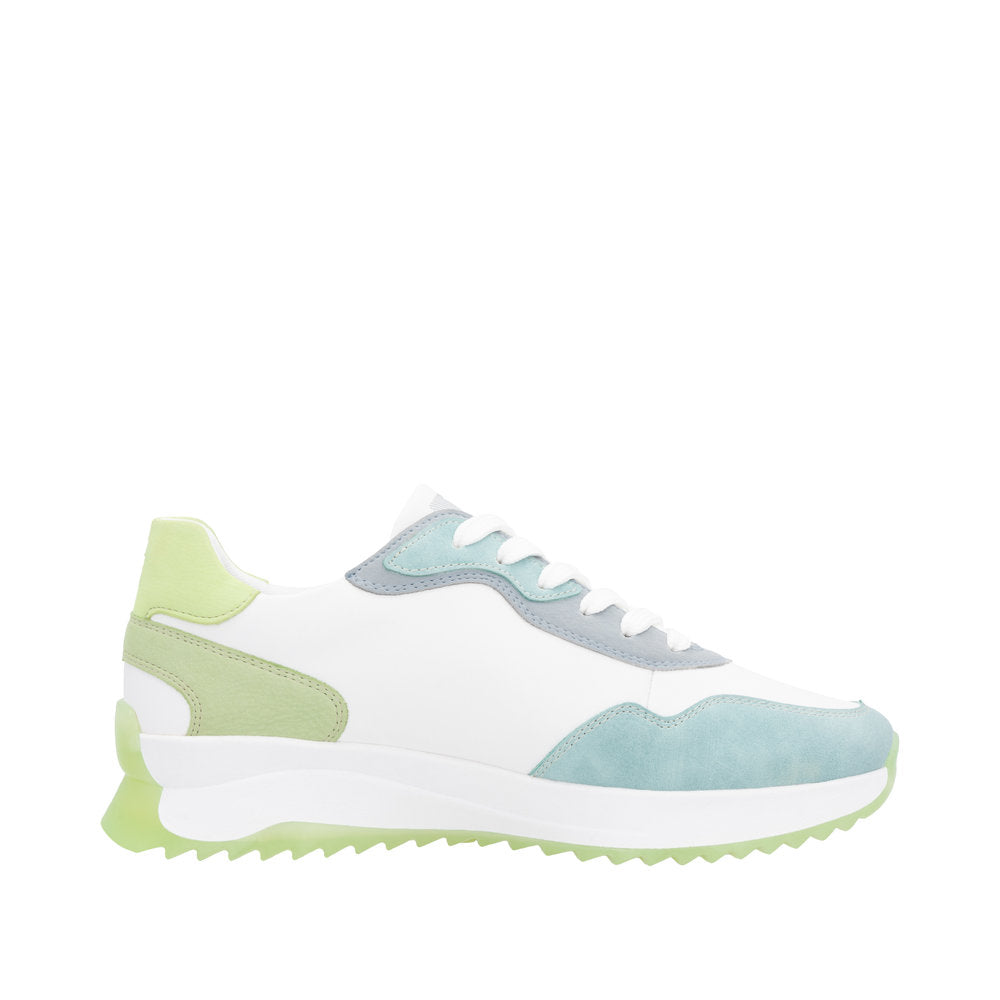 Rieker W1308-81 Ladies Wide Multi Leather Lace Up Trainers
