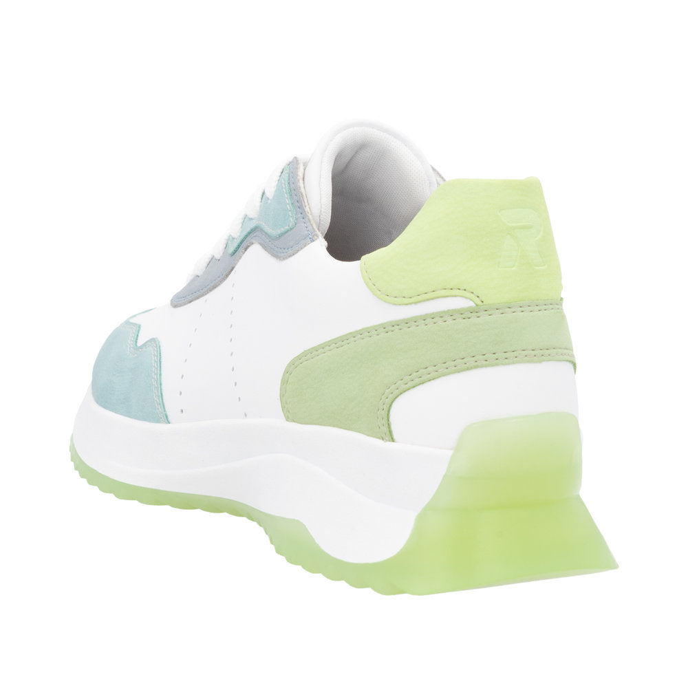 Rieker W1308-81 Ladies Wide Multi Leather Lace Up Trainers