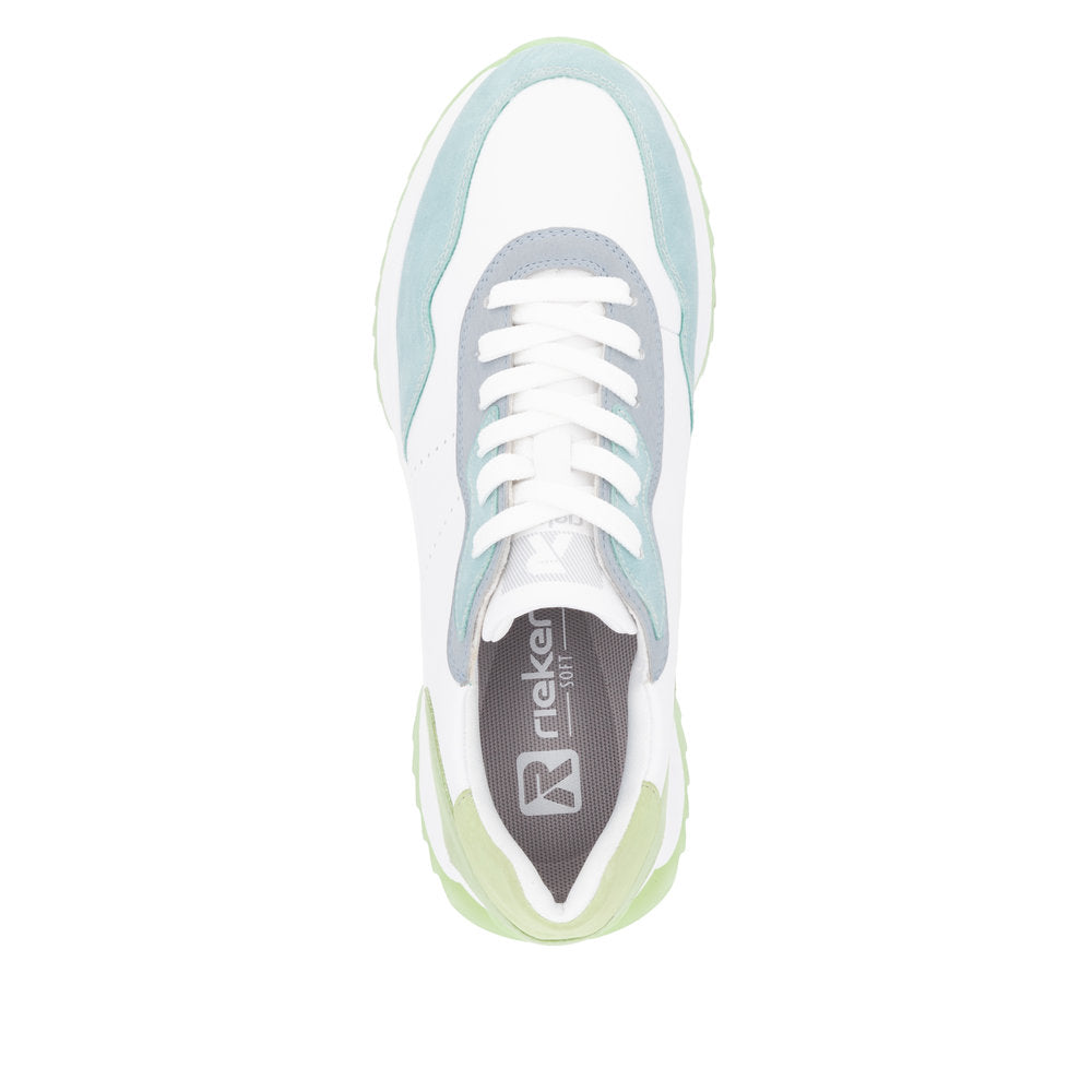 Rieker W1308-81 Ladies Wide Multi Leather Lace Up Trainers