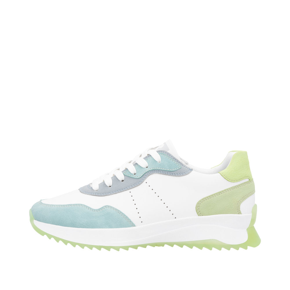 Rieker W1308-81 Ladies Wide Multi Leather Lace Up Trainers