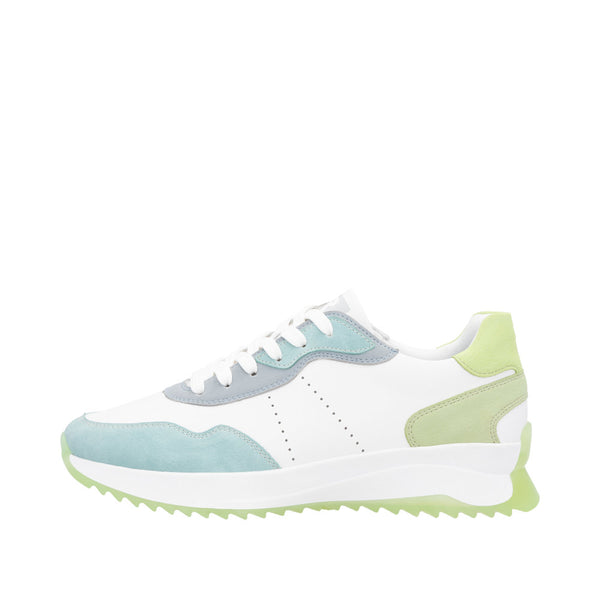 Rieker W1308-81 Ladies Wide Multi Leather Lace Up Trainers