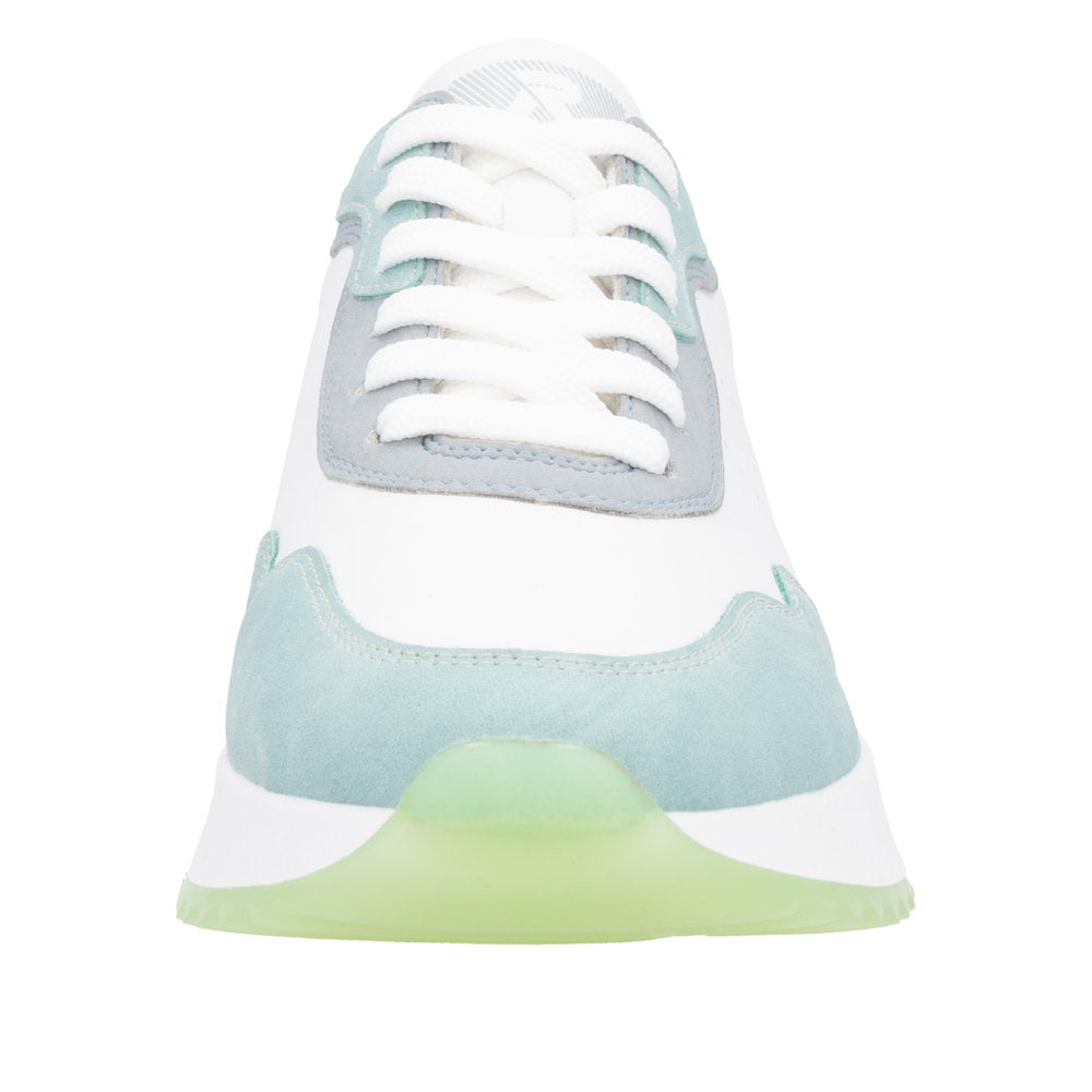 Rieker W1308-81 Ladies Wide Multi Leather Lace Up Trainers