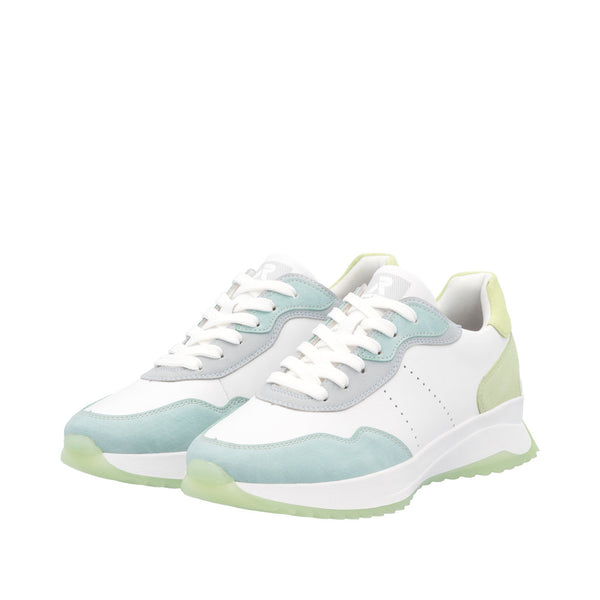 Rieker W1308-81 Ladies Wide Multi Leather Lace Up Trainers