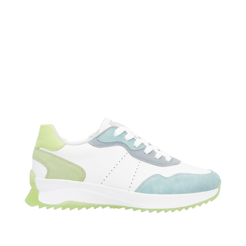 Rieker W1308-81 Ladies Wide Multi Leather Lace Up Trainers