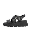 Rieker W1550-00 Ladies Black Leather Touch Fastening Sandals