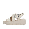 Rieker W1550-60 Ladies Off White Leather Touch Fastening Sandals