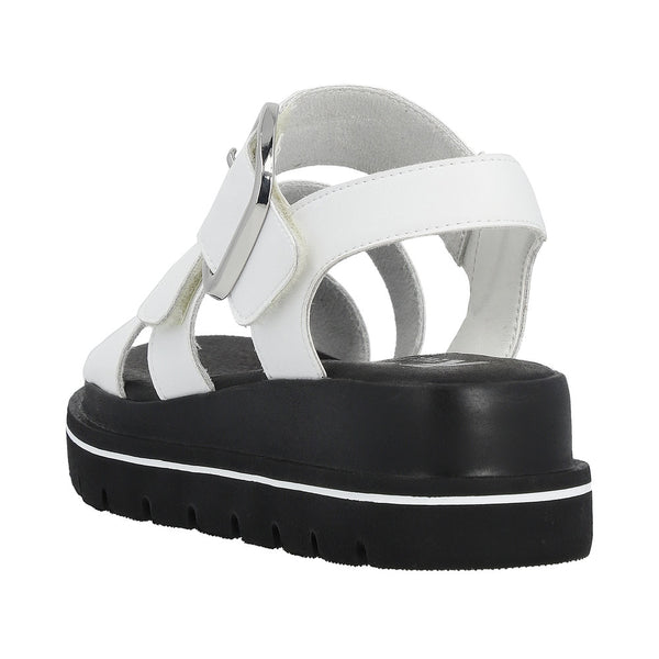 Rieker W1650-80 Ladies White Leather Touch Fastening Sandals
