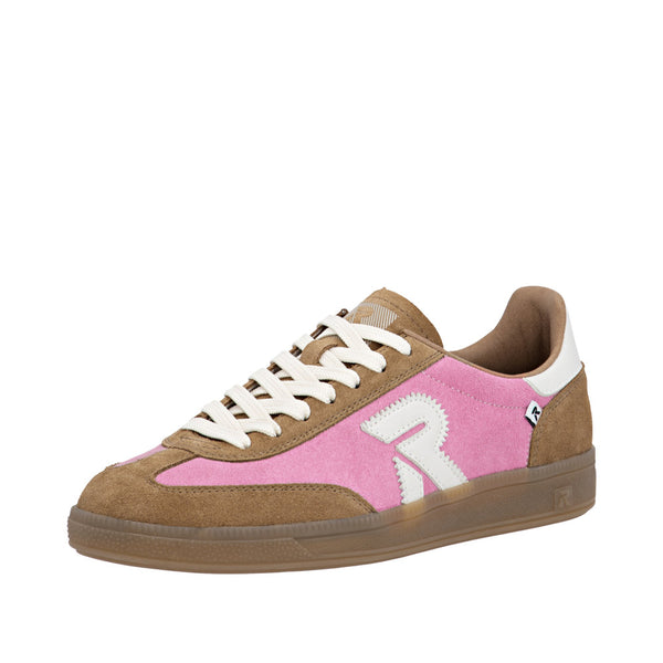 Rieker W2200-32 Ladies Pink Suede Lace Up Trainers