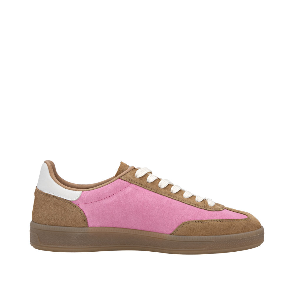 Rieker W2200-32 Ladies Pink Suede Lace Up Trainers