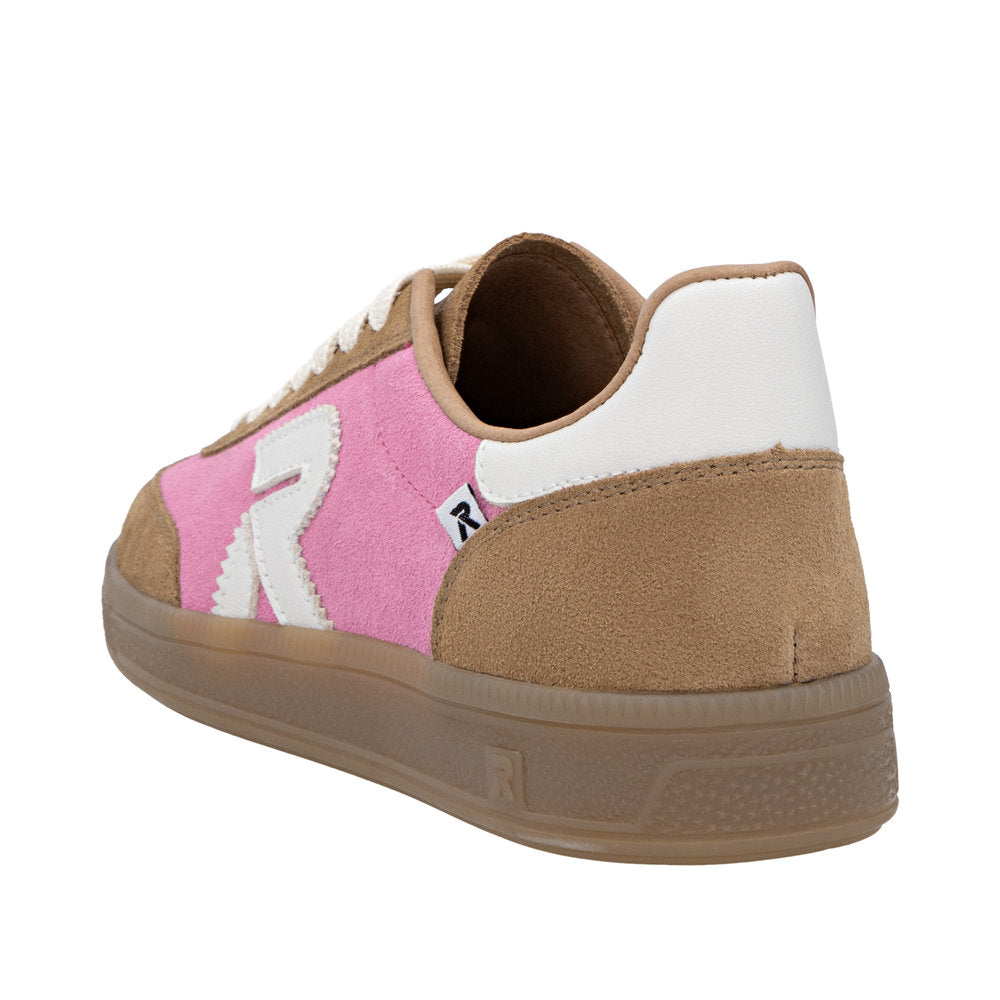 Rieker W2200-32 Ladies Pink Suede Lace Up Trainers