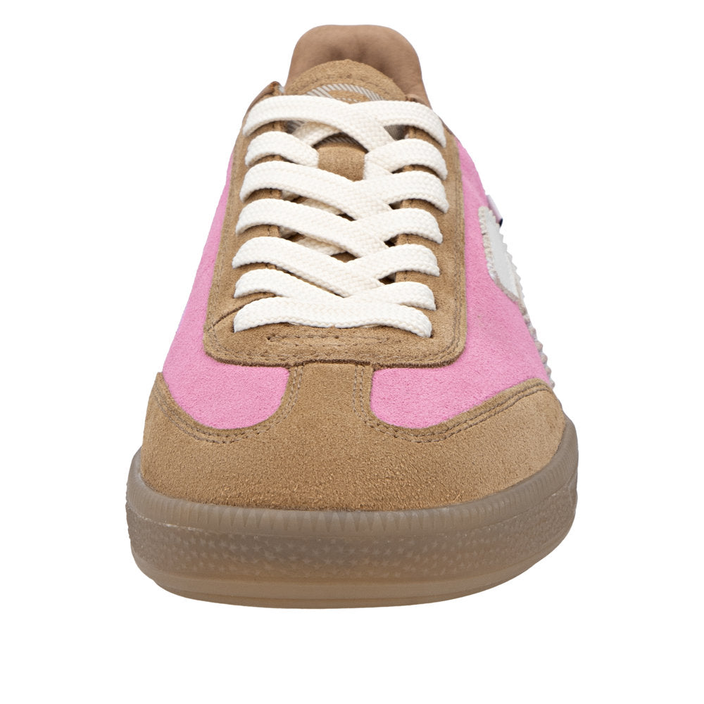 Rieker W2200-32 Ladies Pink Suede Lace Up Trainers