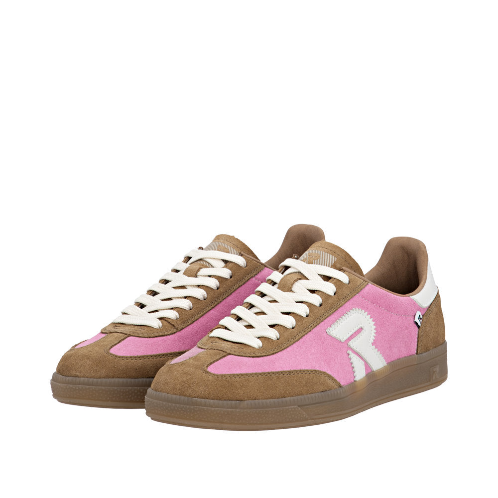 Rieker W2200-32 Ladies Pink Suede Lace Up Trainers