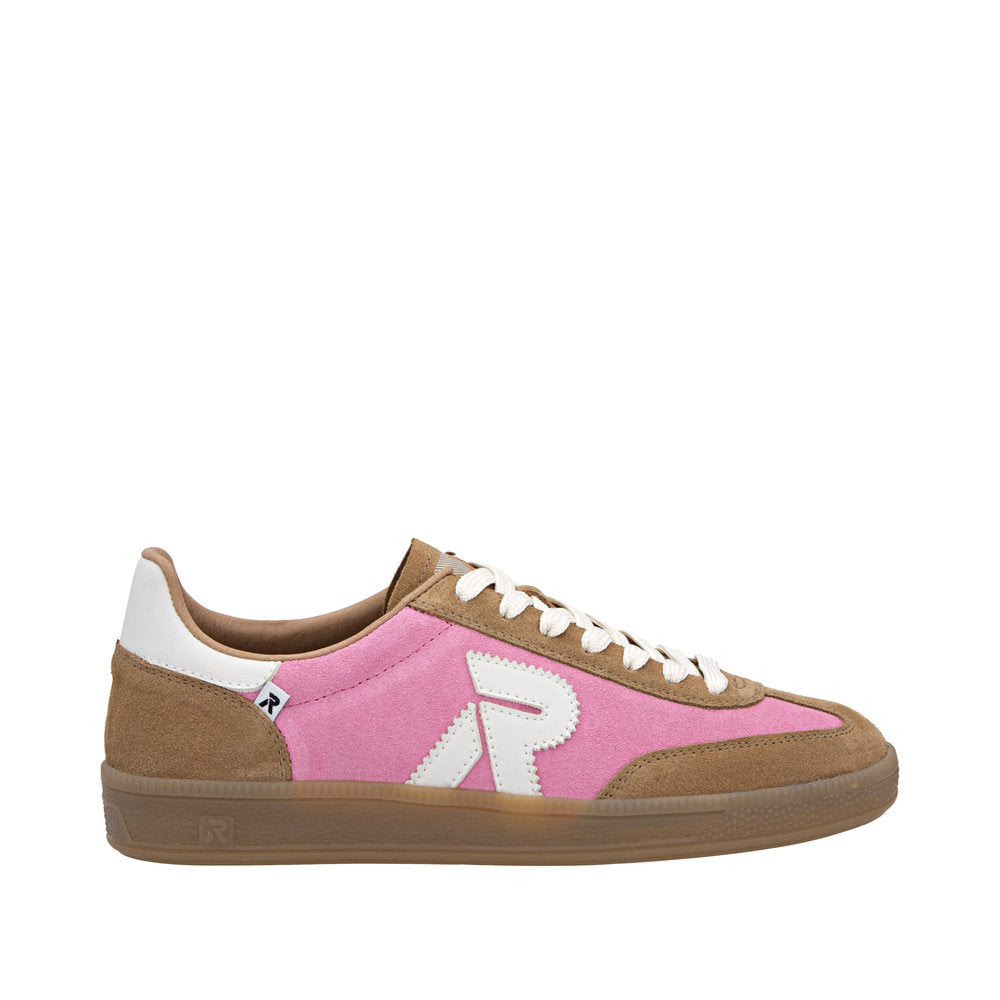 Rieker W2200-32 Ladies Pink Suede Lace Up Trainers