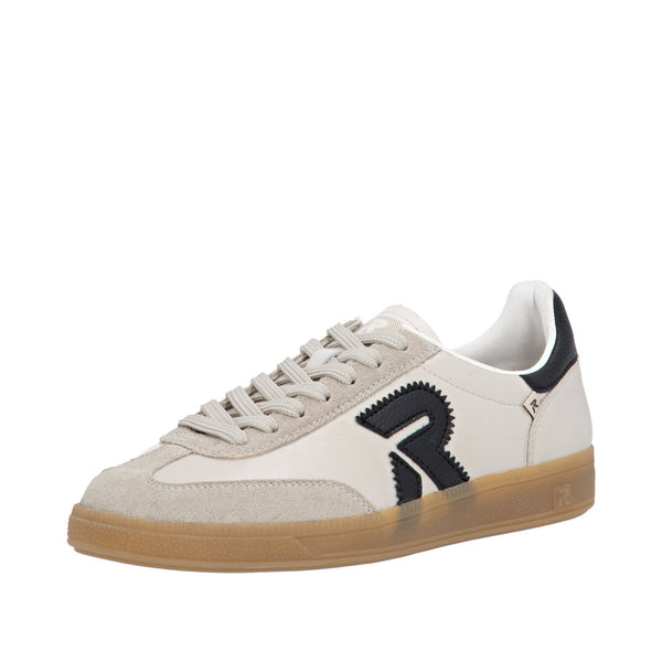 Rieker W2200-60 Ladies Wide Beige Suede Lace Up Trainers