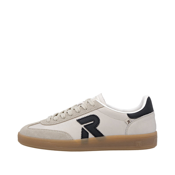 Rieker W2200-60 Ladies Wide Beige Suede Lace Up Trainers