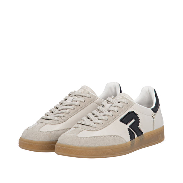Rieker W2200-60 Ladies Wide Beige Suede Lace Up Trainers