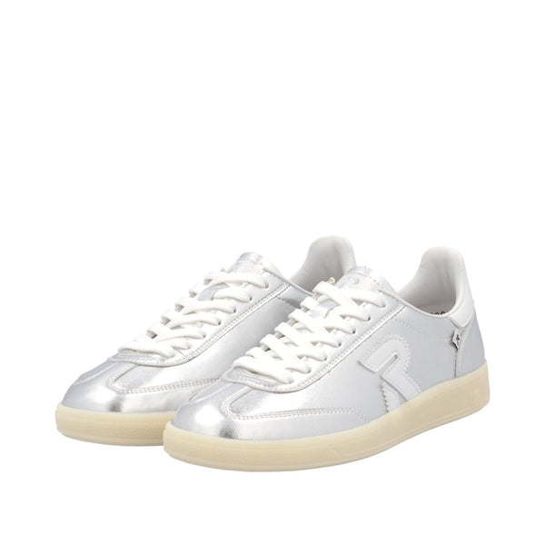 Rieker W2200-90 Ladies Wide Silver Suede Lace Up Trainers