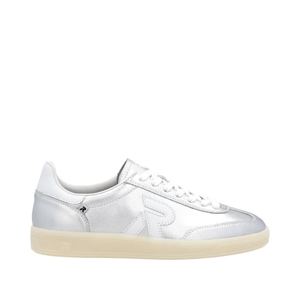 Rieker W2200-90 Ladies Wide Silver Suede Lace Up Trainers