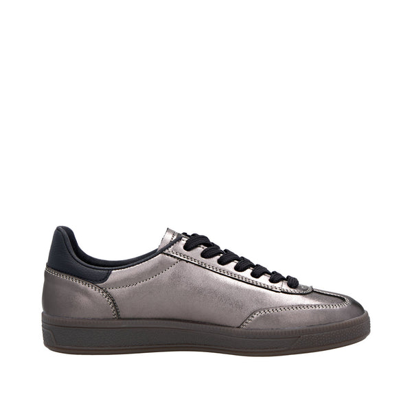 Rieker W2200-91 Ladies Silver/Platinum Leather Lace Up Trainers