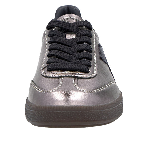 Rieker W2200-91 Ladies Silver/Platinum Leather Lace Up Trainers