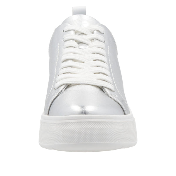 Rieker W2301-90 Ladies Silver Leather Lace Up Shoes