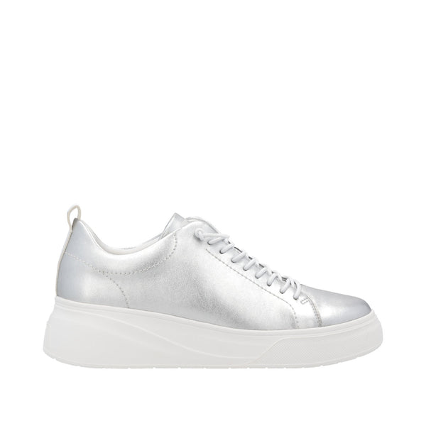 Rieker W2301-90 Ladies Silver Leather Lace Up Shoes