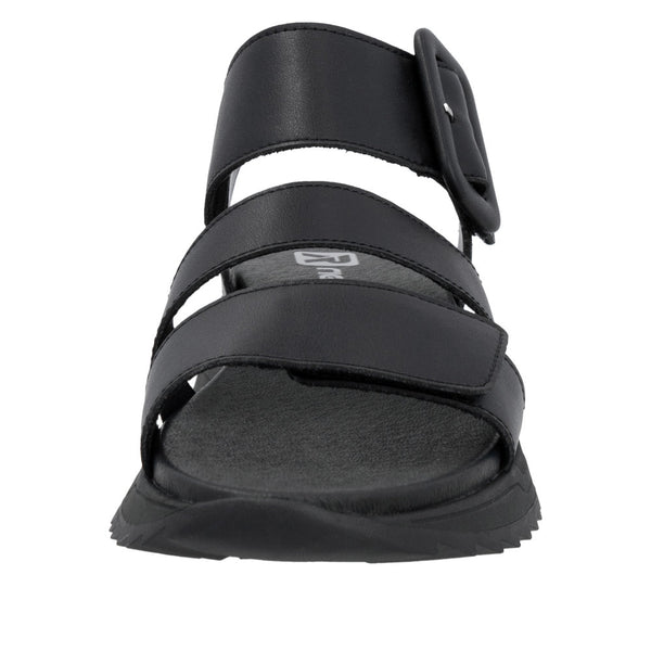 Rieker W2950-00 Ladies Black Leather Touch Fastening Sandals