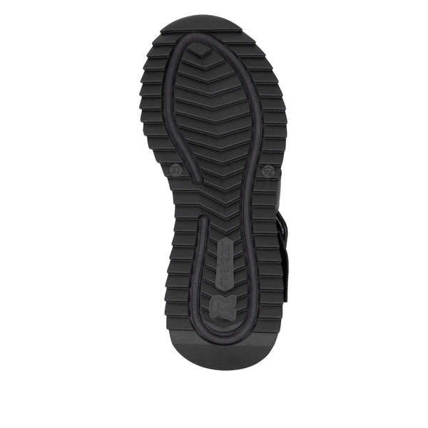 Rieker W2950-00 Ladies Black Leather Touch Fastening Sandals