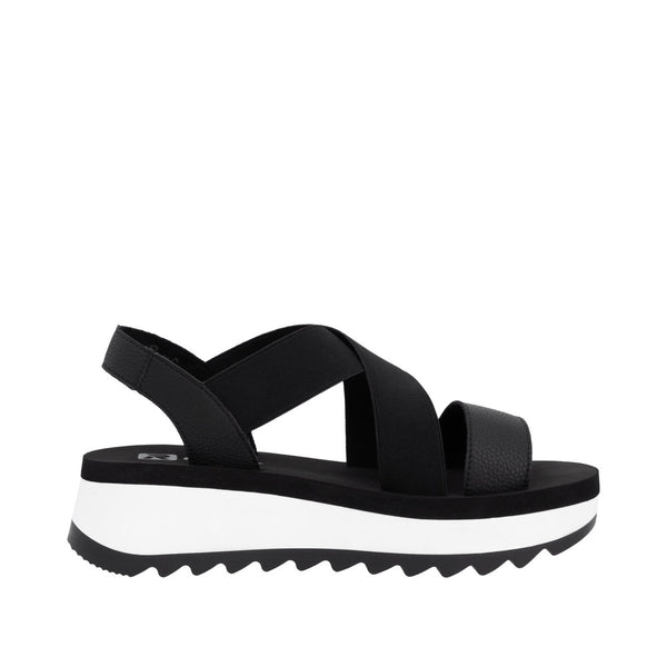 Rieker W3053-00 Ladies Black Leather Elasticated Sandals
