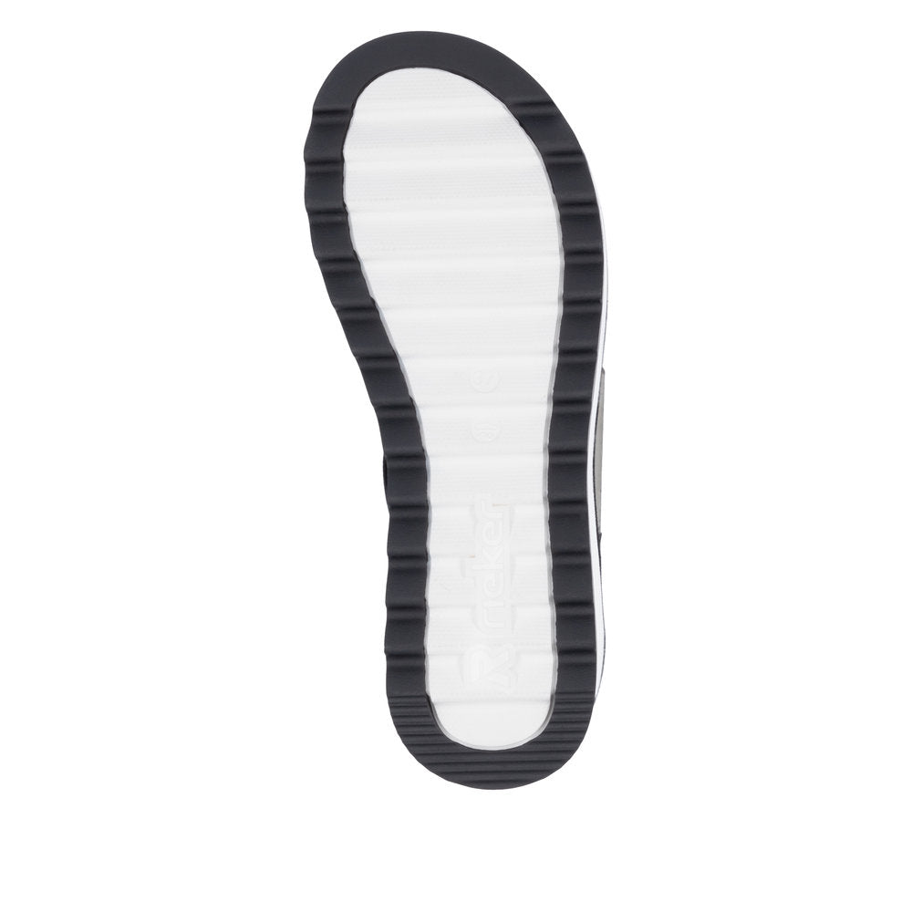 Rieker W3053-00 Ladies Black Leather Elasticated Sandals