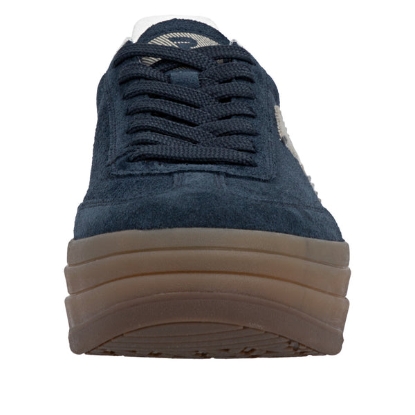 Rieker W3700-14 Ladies Blue Suede Lace Up Trainers