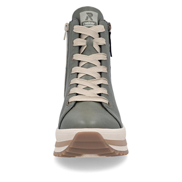 Rieker W3870-54 Ladies Brown Leather Zip & Lace Ankle Boots
