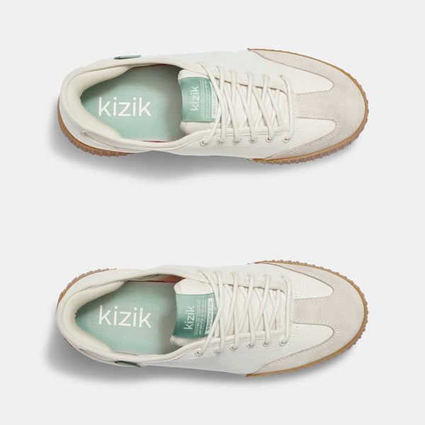 Kizik Brooklyn Ladies Pristine Leather & Textile Arch Support Slip On Trainers