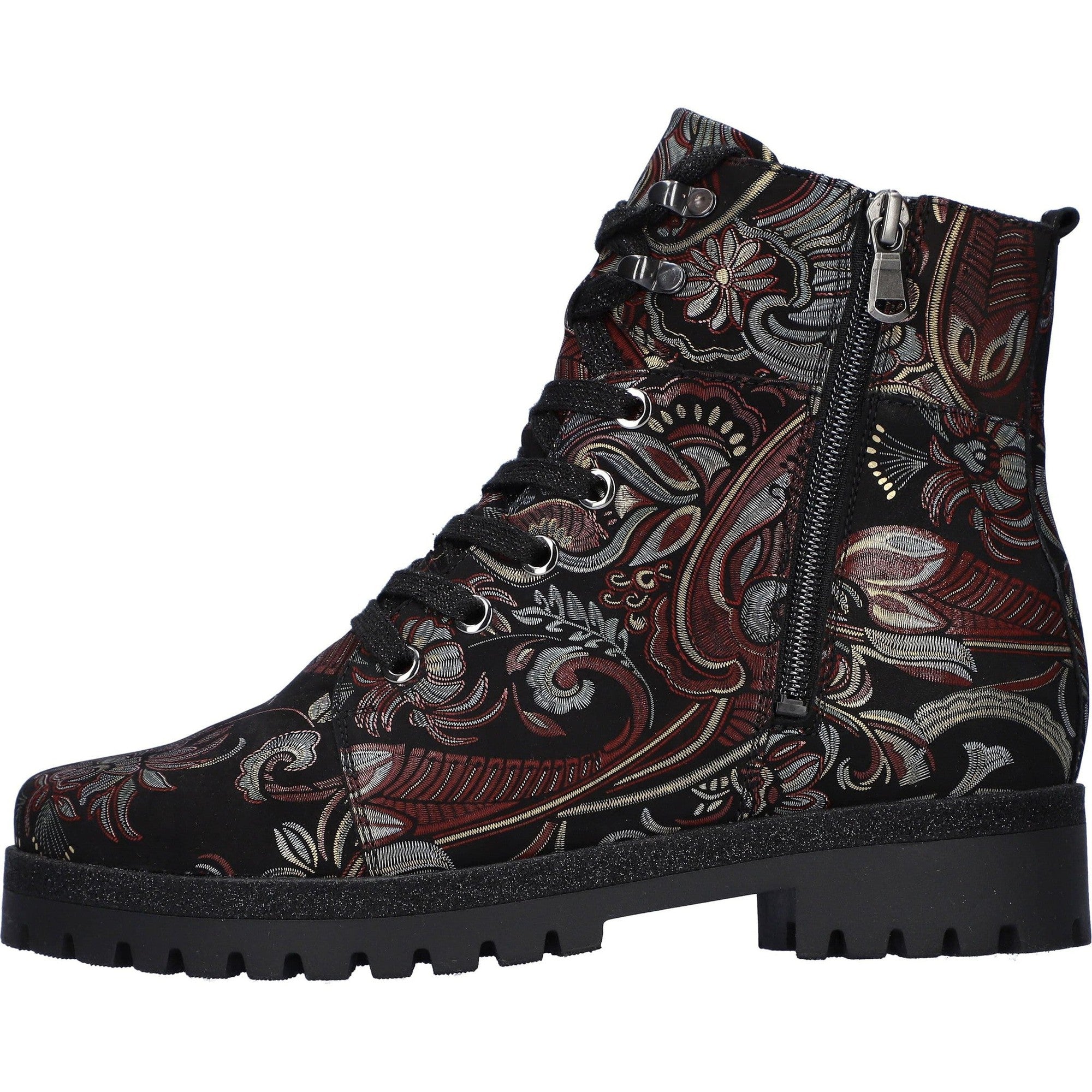 Waldlaufer 338813 171 299 Hanako Ladies Multi Nubuck Zip & Lace Ankle Boots-elevate your sole
