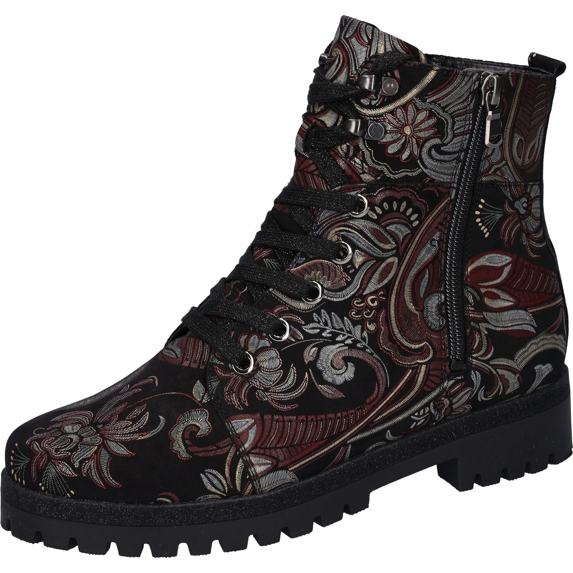 171 Multi Waldlaufer 338813 171 299 Hanako Ladies Multi Nubuck Zip & Lace Ankle