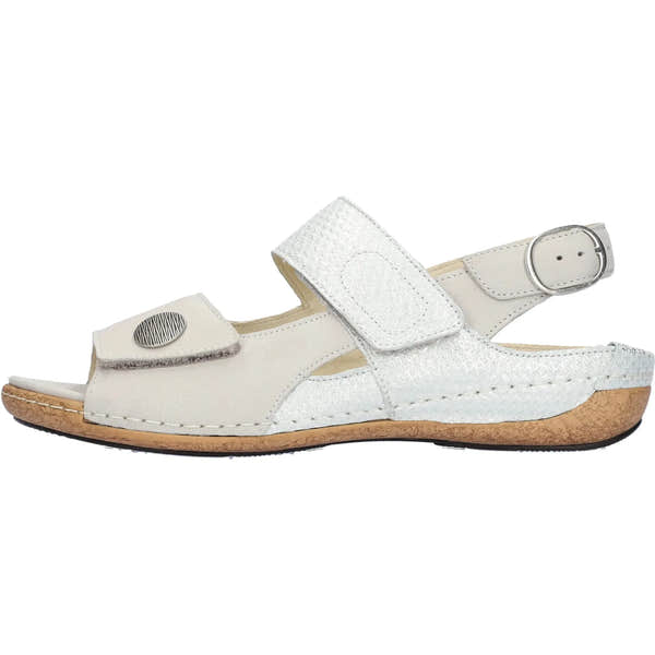 Waldlaufer 342002 212 424 Heliett Ladies Wide Grey/Silver Nubuck Touch Fastening Sandals