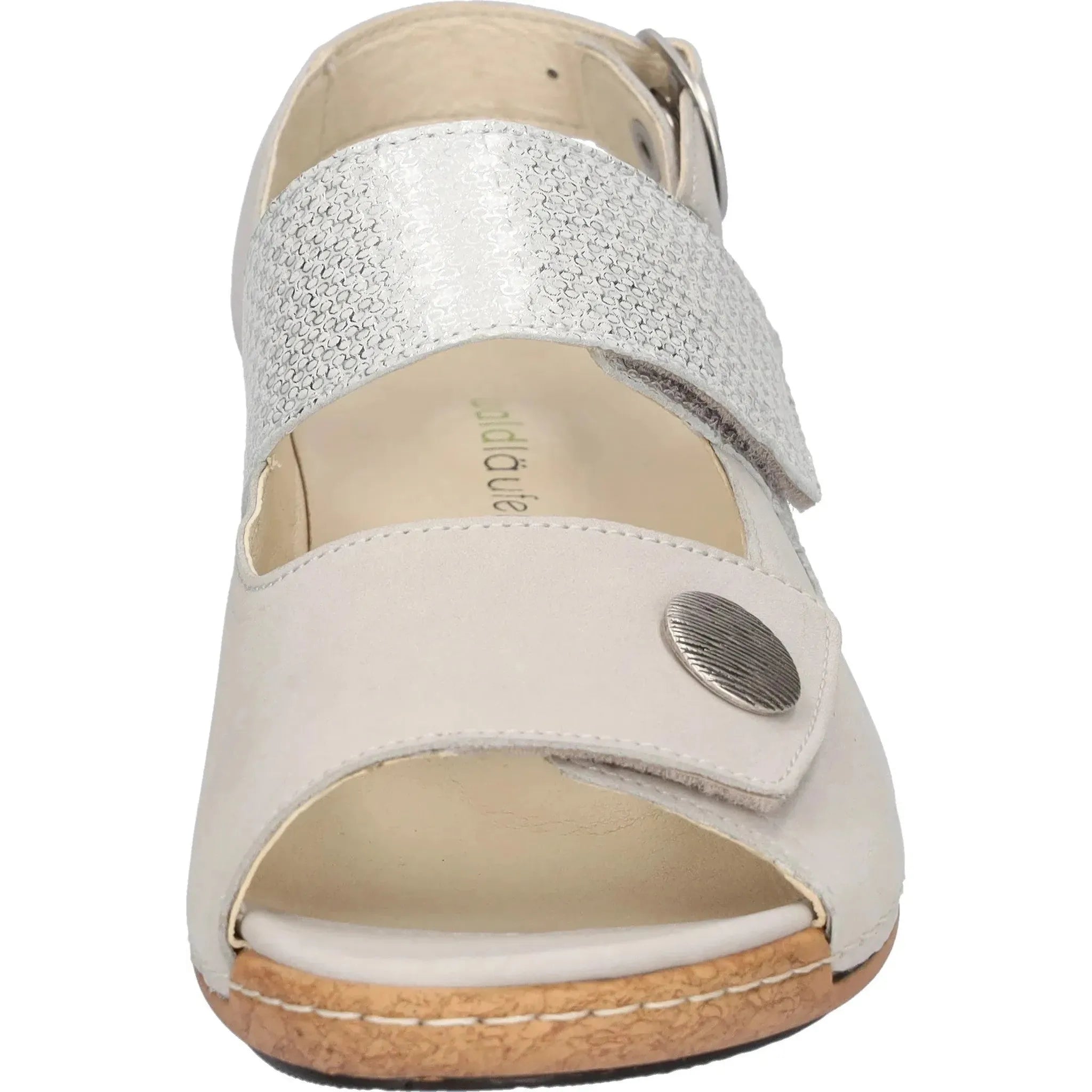 Waldlaufer 342002 212 424 Heliett Ladies Wide Grey/Silver Nubuck Touch Fastening Sandals