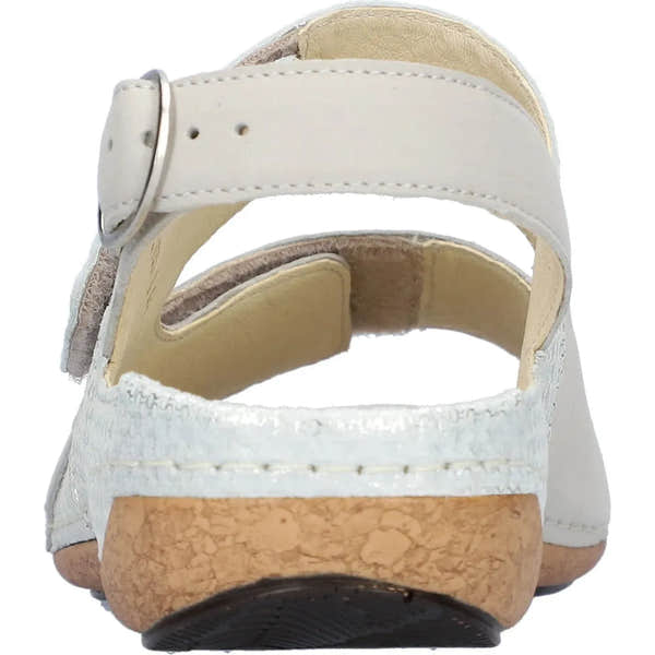 Waldlaufer 342002 212 424 Heliett Ladies Wide Grey/Silver Nubuck Touch Fastening Sandals