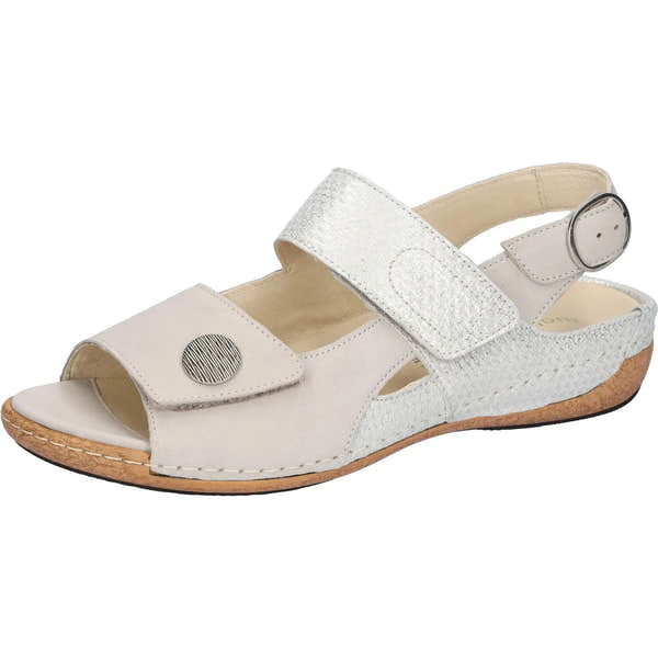 Waldlaufer 342002 212 424 Heliett Ladies Wide Grey/Silver Nubuck Touch Fastening Sandals