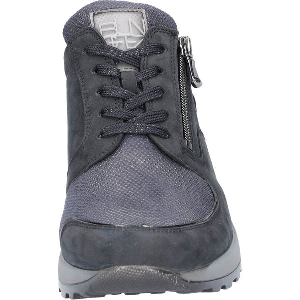 Waldlaufer 364H15 402 194 - Hiroko Ladies Wide Navy Suede Arch Support Zip & Lace Shoe-elevate your sole