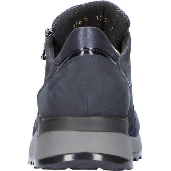 Waldlaufer 364H15 402 194 - Hiroko Ladies Wide Navy Suede Arch Support Zip & Lace Shoe-elevate your sole