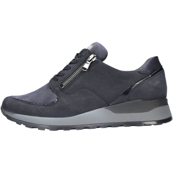 Waldlaufer 364H15 402 194 - Hiroko Ladies Wide Navy Suede Arch Support Zip & Lace Shoe-elevate your sole
